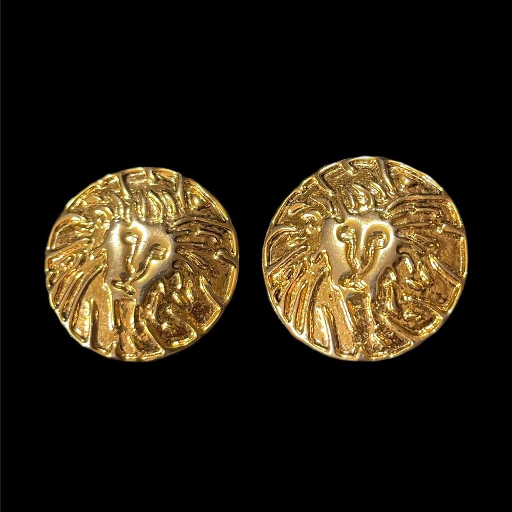 Anne Klein Runway Lion Head Clip Earrings